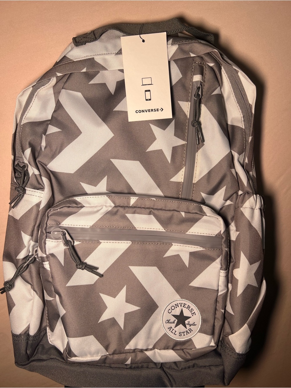 Converse Men's Taupe and White Star Print Backpack